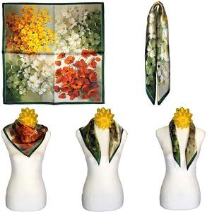 NWT Genuine 100% Mulberry Silk Satin Scarf 21"x21" Small Square Shawl 54811